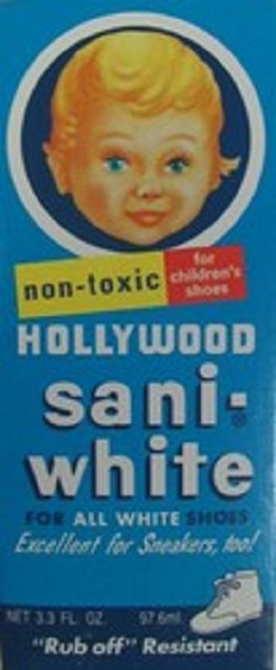VINTAGE 70s HOLLYWOOD SANI-WHITE SHOE POLISH BOX ADS GREAT